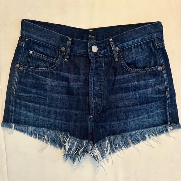 Citizens of Humanity Button-fly High Rise Denim Shorts Dark wash sz 27 - Picture 1 of 3